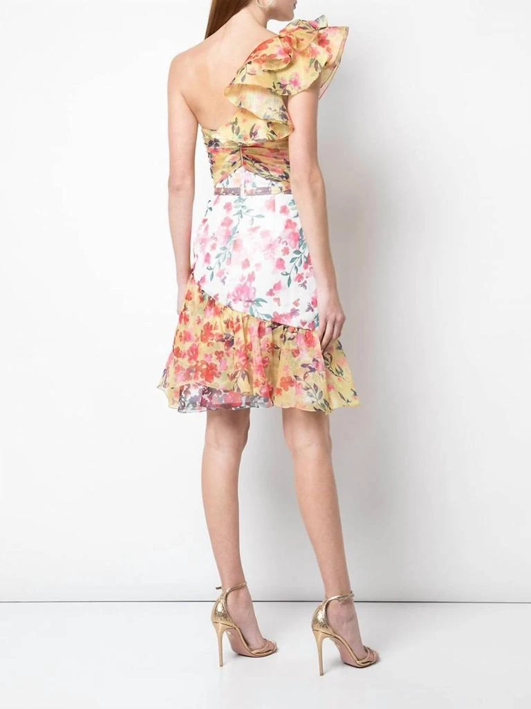 MARCHESA Marchesa - Floral Organza One Shoulder Mini Dress 2
