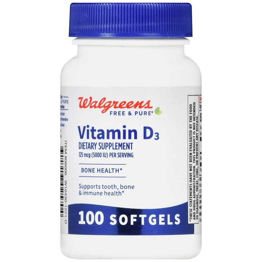 Walgreens Free & Pure Vitamin D3 125 mcg Softgels (100 days) 2