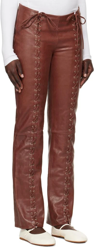Saks Potts Burgundy Christina Leather Pants 2