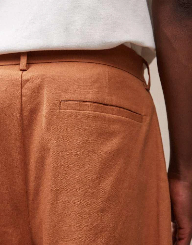 ASOS ASOS DESIGN smart linen blend bermuda shorts in rust 3