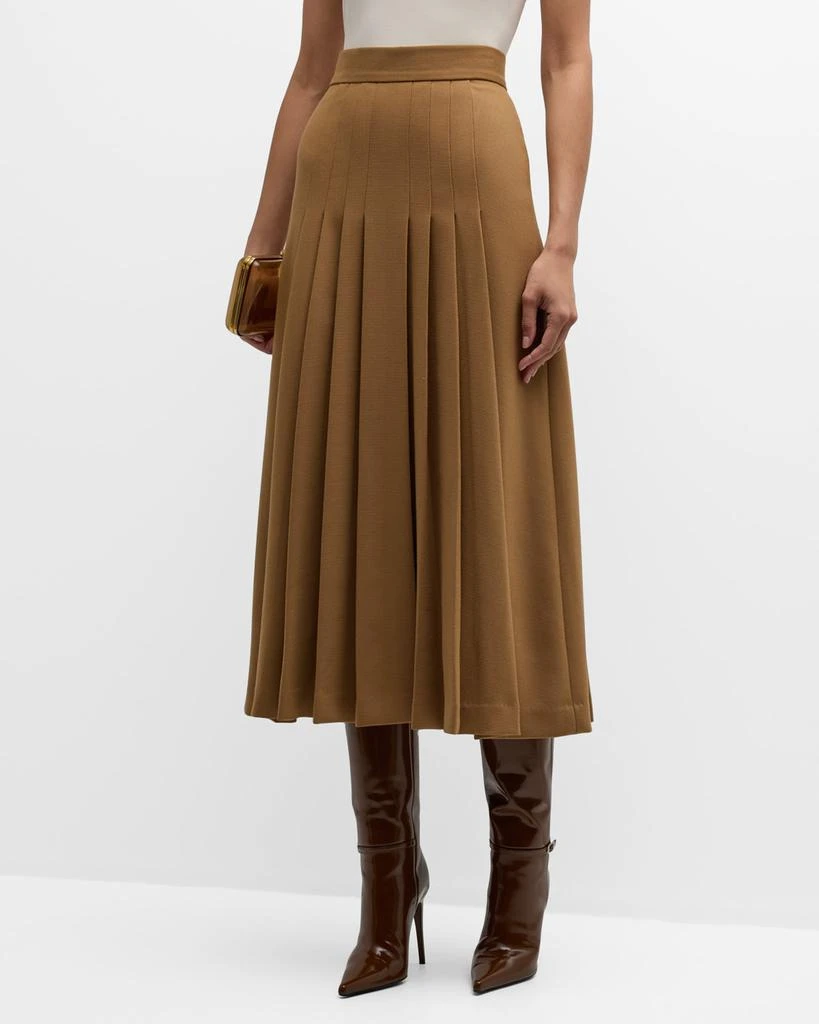 Sergio Hudson Pleated Wool Midi Skirt 2