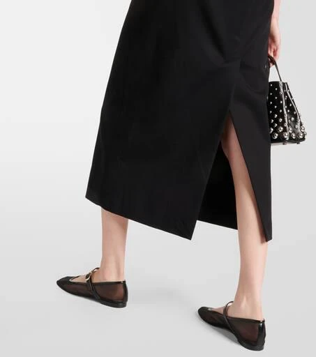 Vince Low-rise cotton-blend midi skirt 5