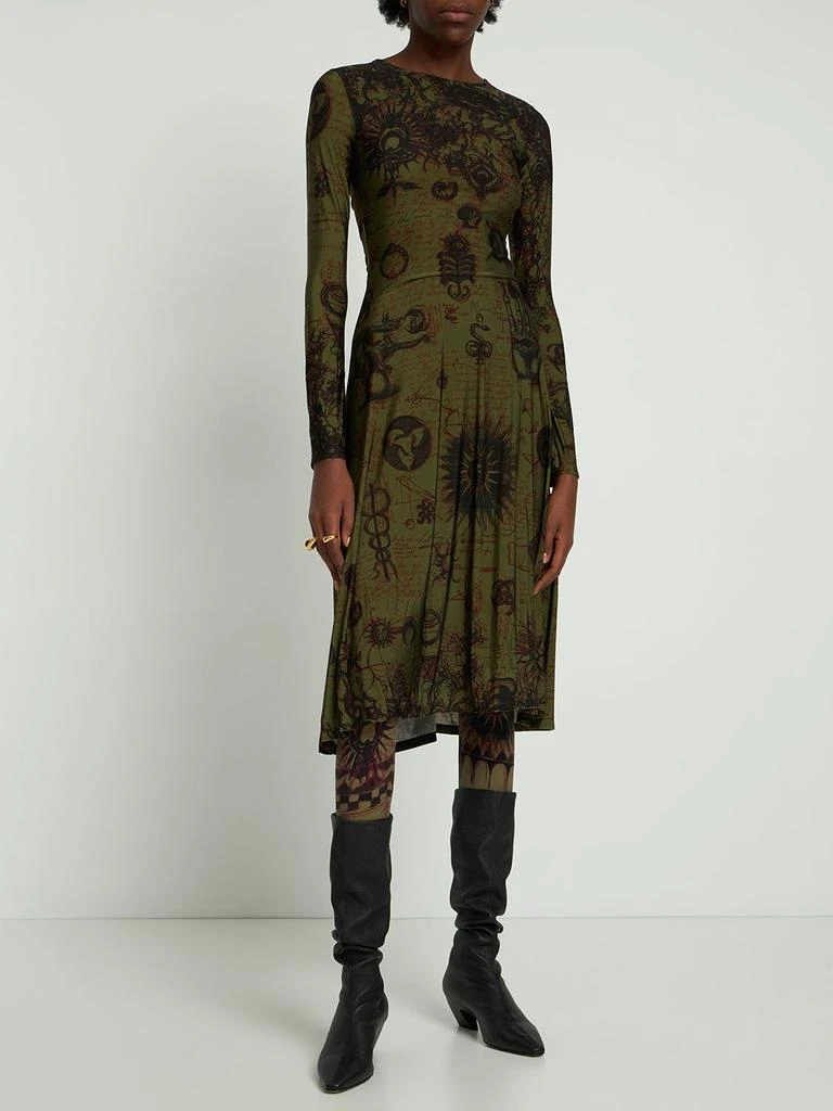 MARINE SERRE Printed Fluid Viscose Jersey Midi Dress 1