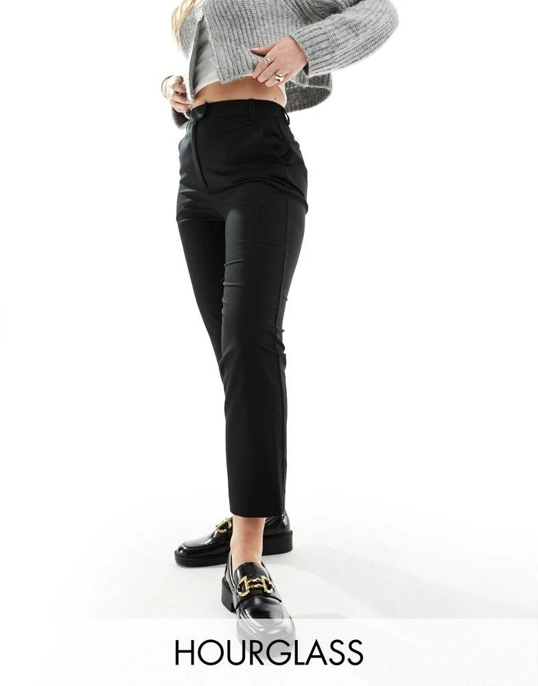 ASOS ASOS DESIGN Hourglass tailored slim straight ankle length trousers in black 1