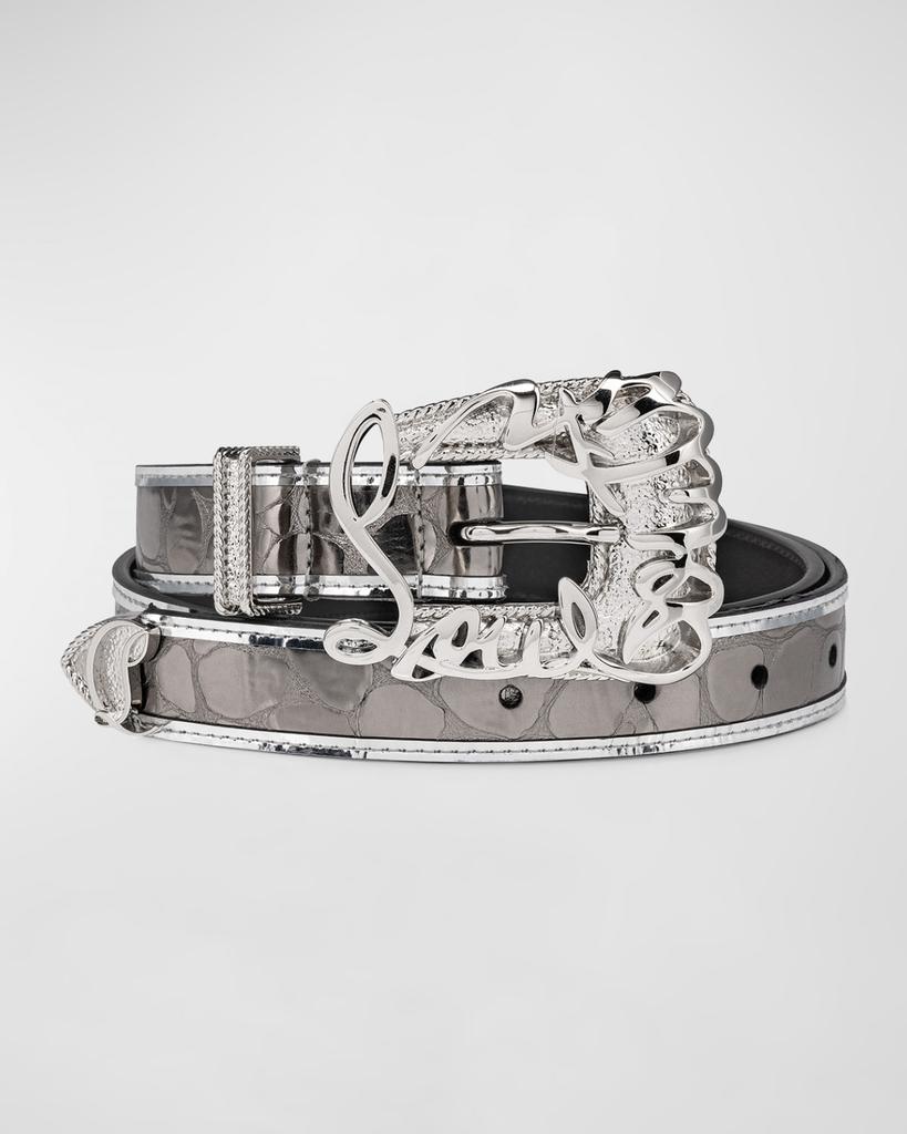 Christian Louboutin Giddy Belt in Embossed Leather