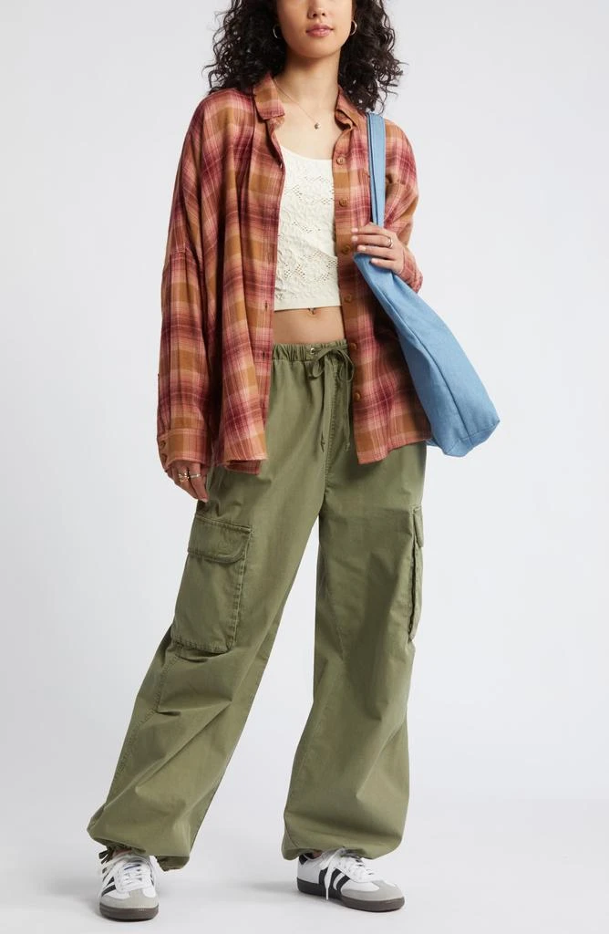 BP. Plaid Oversize Flannel Button-Up Shirt 2
