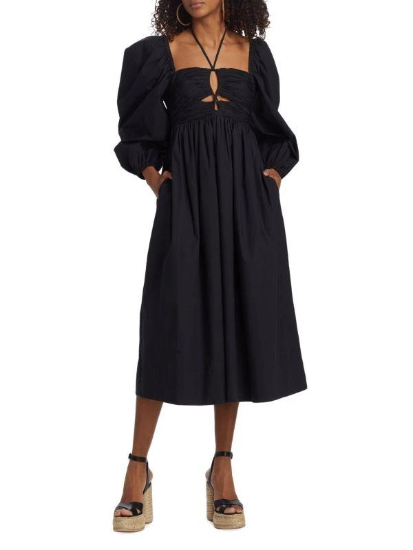 Ulla Johnson Alessa Ruched Puff Sleeve Midi Dress 1