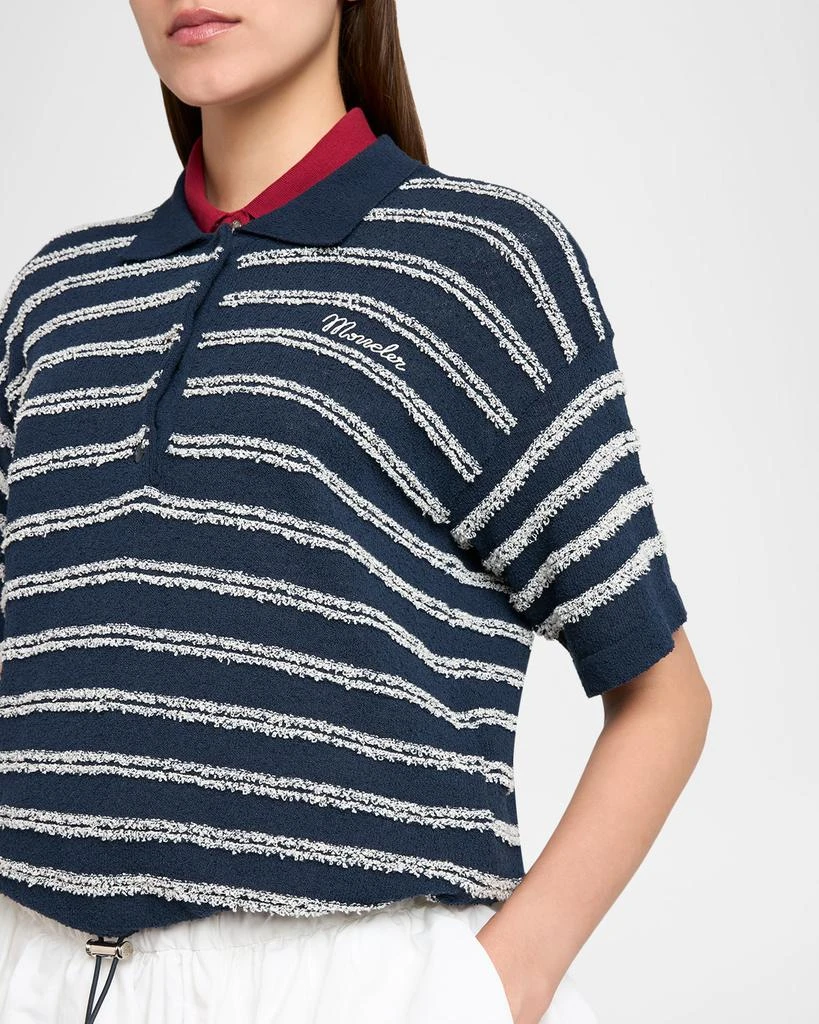 Moncler Short-Sleeve Cotton Terry Polo Top 5
