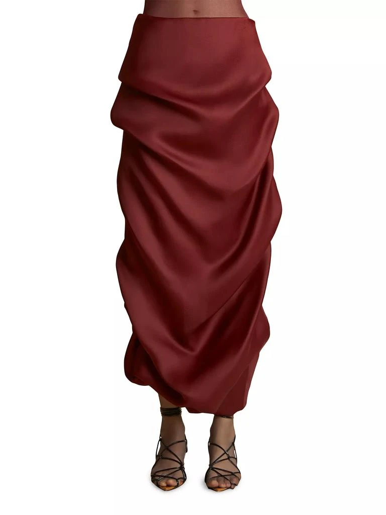 Khaite Olula Silk Ruched Maxi Skirt 3