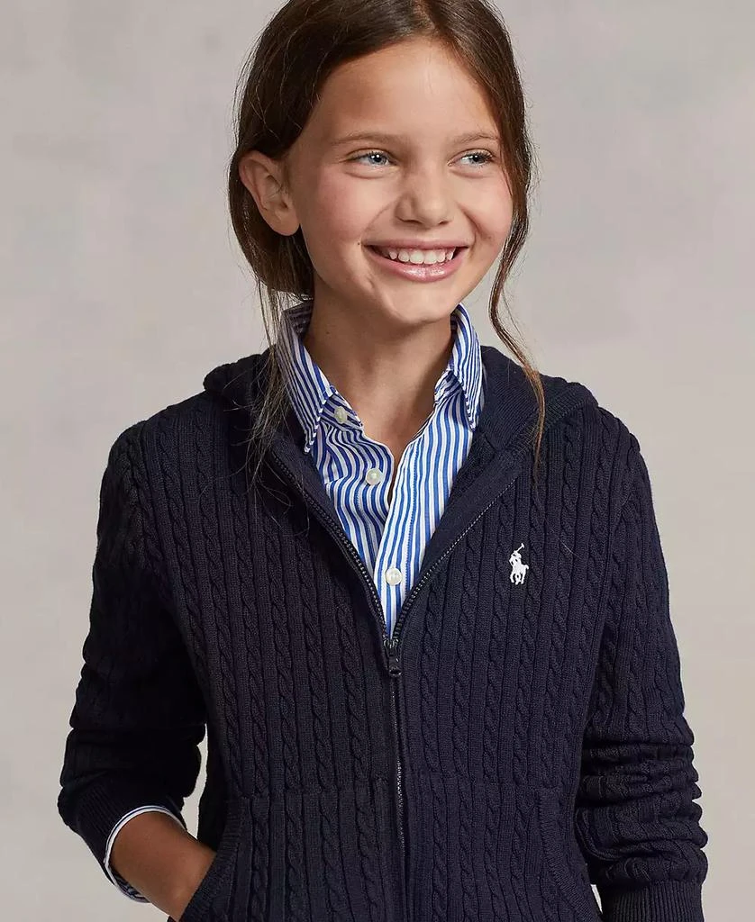 Ralph Lauren Girls' 7-16 Mini-Cable Full-Zip Hoodie 3