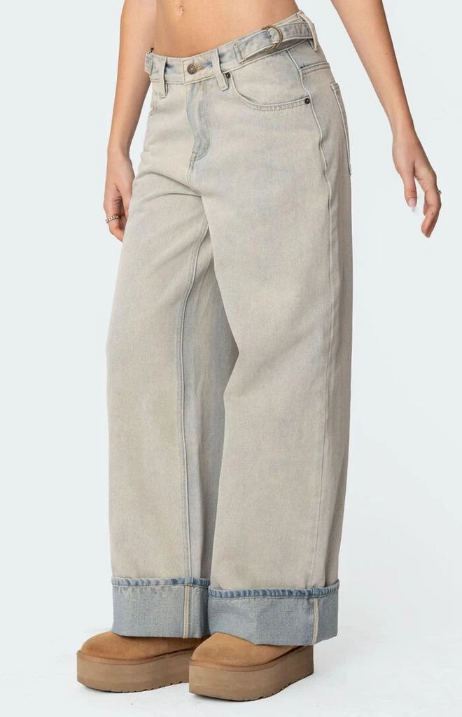 Edikted Double Belt Washed Low Rise Jeans 4