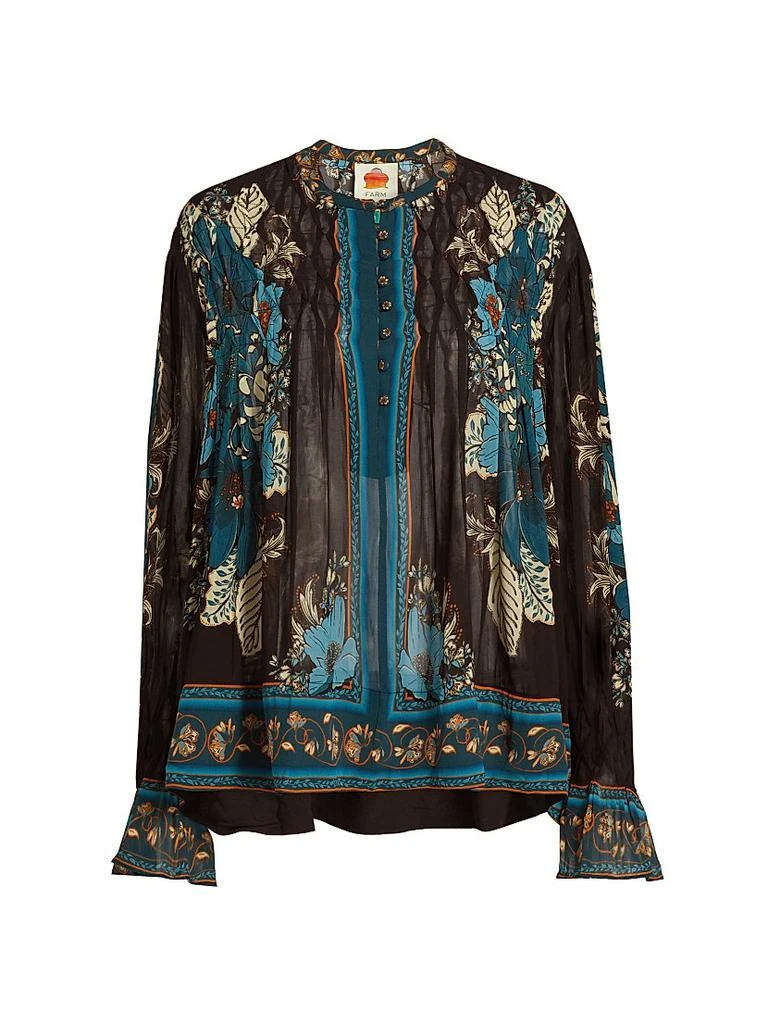 Farm Rio Blossom Tapestry Smocked Blouse 1