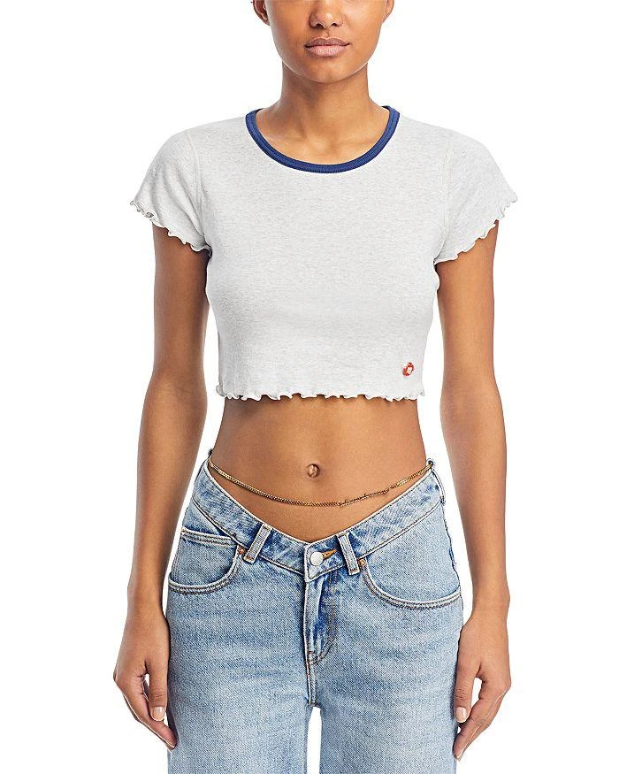 alexanderwang.t alexadnerwang.t Short Sleeve Lettuce Trim Cropped Tee 3