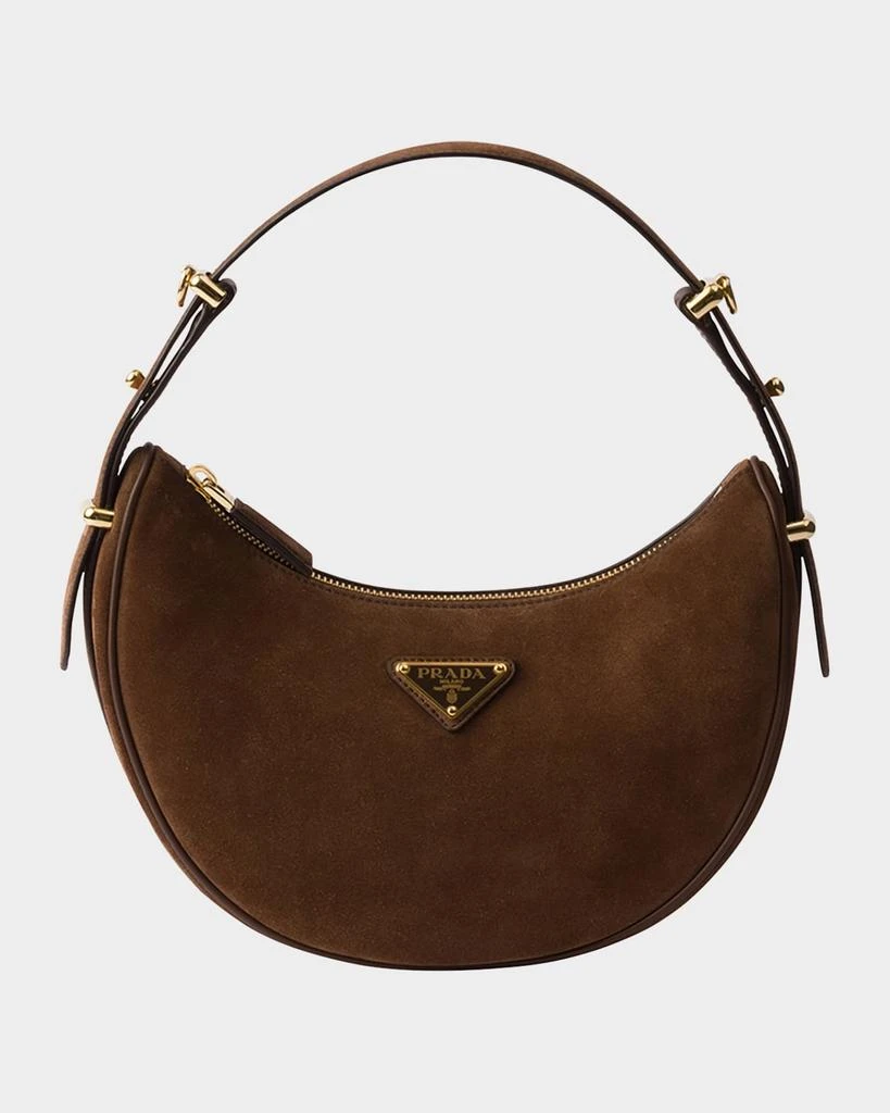 Prada Arque Crescent Suede Shoulder Bag 1