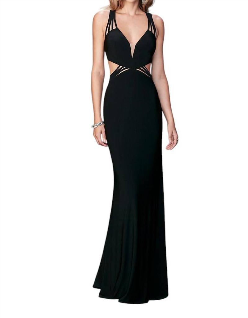 La Femme La Femme - V Neck Jersey Gown