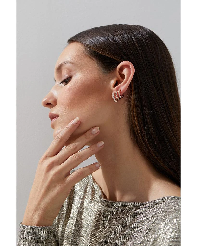 Nadri Cubic Zirconia Triple Row Hoop Earrings in 18K Gold Plated 2