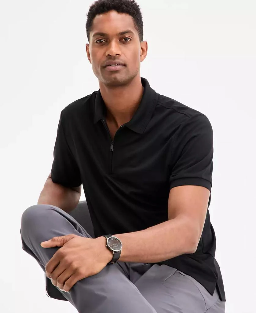 Alfani Men's Ottoman Short Sleeve Textured Quarter-Zip Polo Shirt, Exclusively at Macy's 1