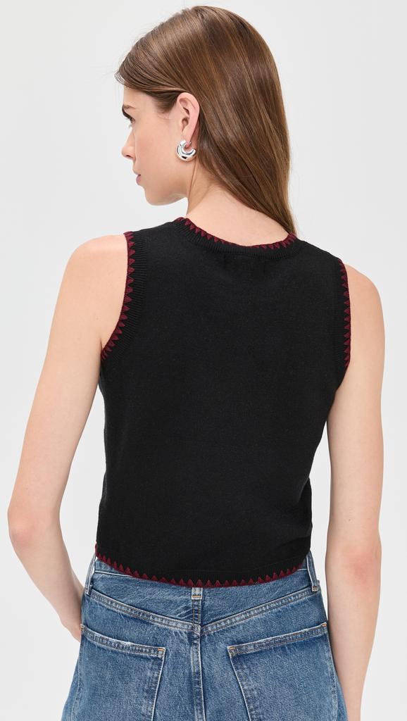 Another Girl Bow Argyle Knitted Tank