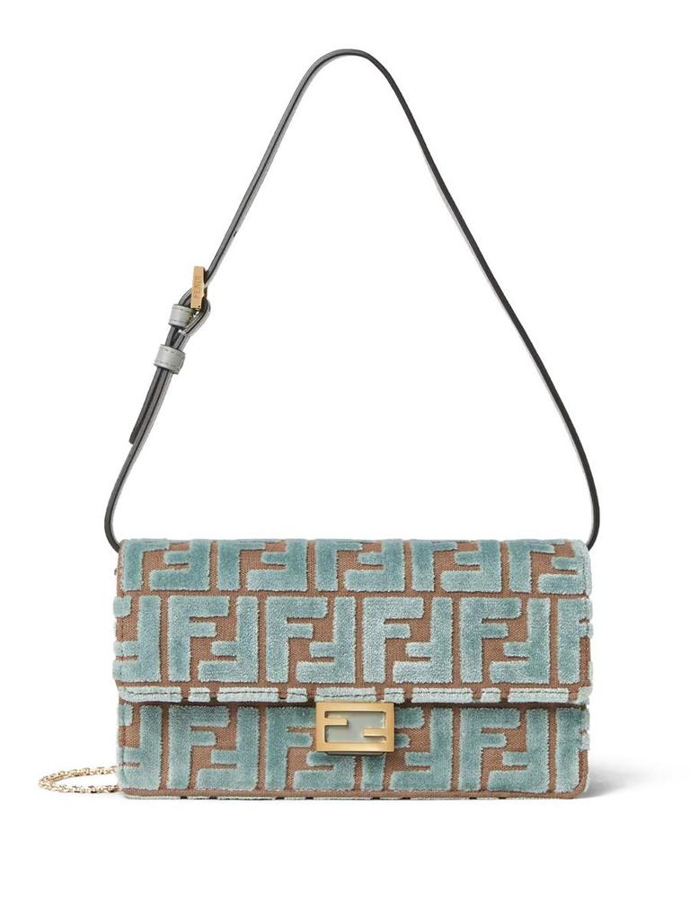Shop Fendi Baguette FF Jacquard Chain-Linked Wallet on Sale