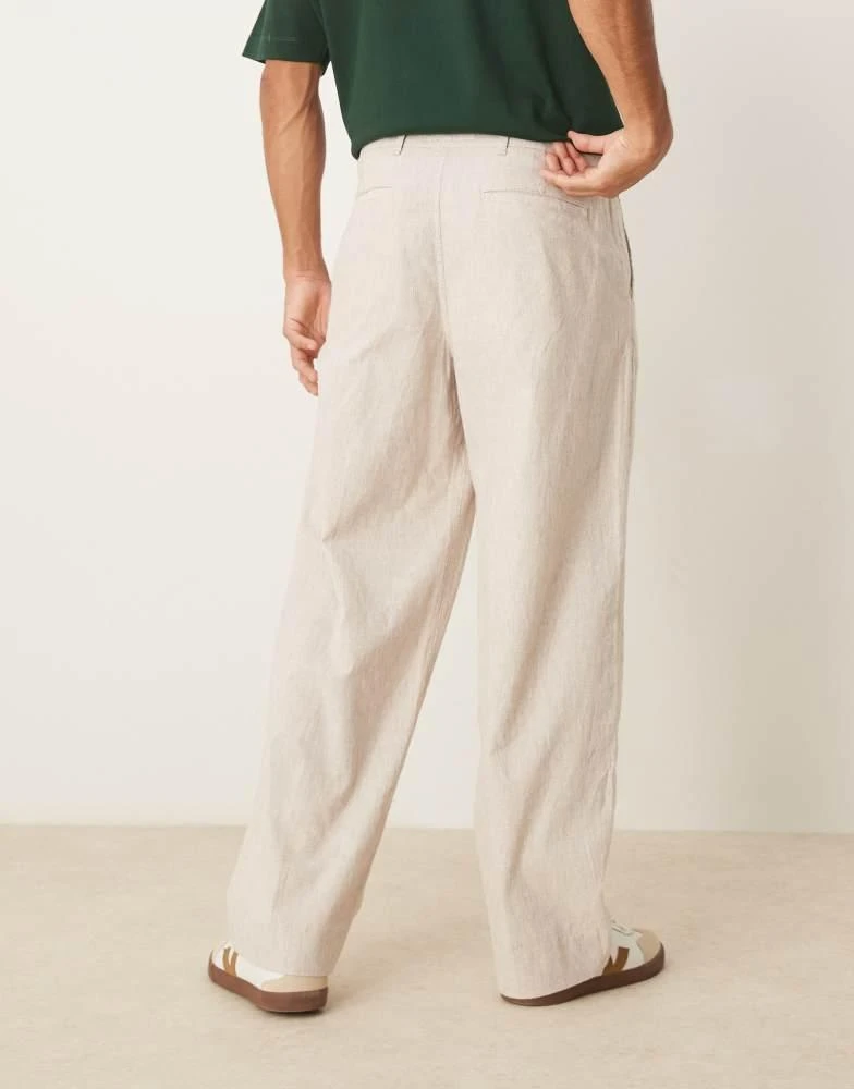 Abercrombie & Fitch Abercrombie & Fitch baggy linen trouser in tan 3