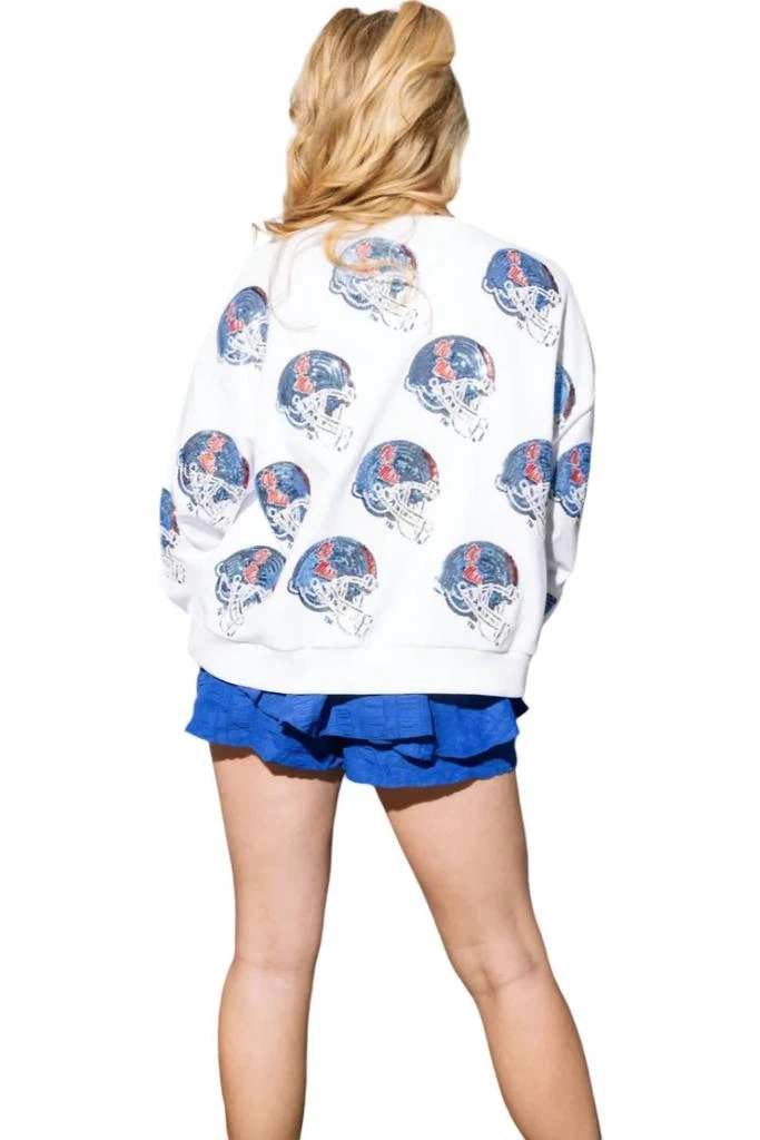 QUEEN OF SPARKLES Ole Miss Helmet Sweatshirt In White 2