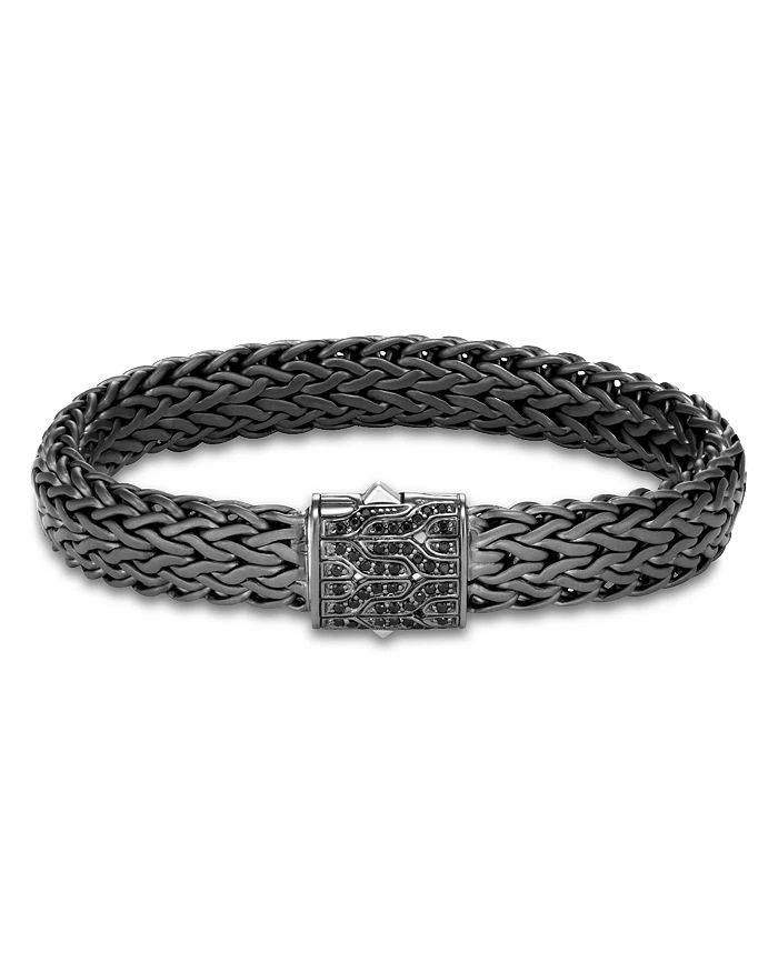 John Hardy Men
s Blackened Sterling Silver Classic Chain Large Flat Link Bracelet with Black Sapphire