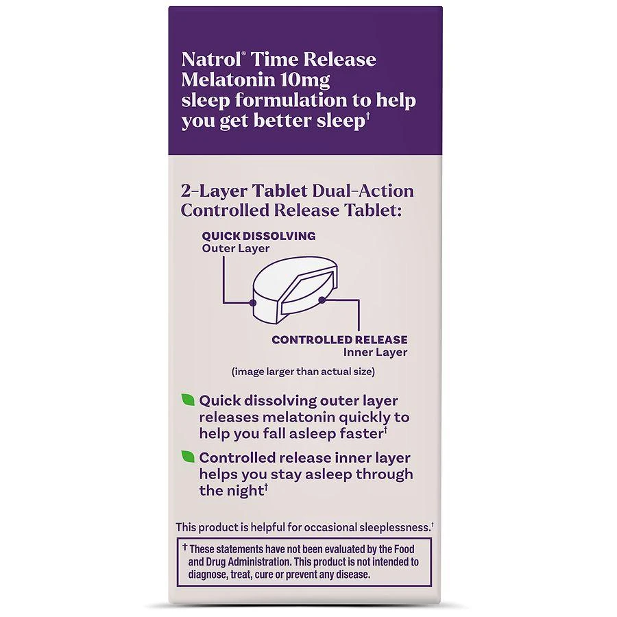 Natrol 10mg Melatonin Advanced Sleep Aid Tablets with Vitamin B6 Unflavored 2