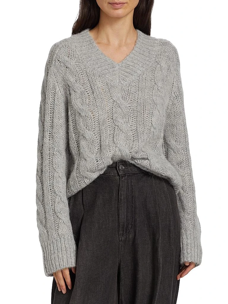 Michael Kors Alpaca-Blend Cable-Knit V-Neck Sweater 3