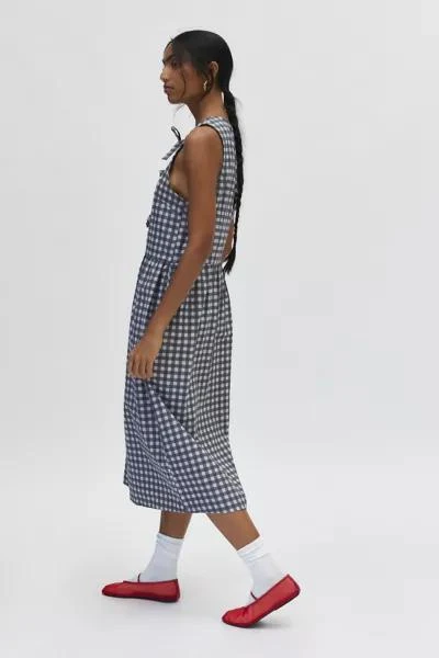 Motel Motel Prelith Tie-Front Bow Gingham Midi Dress 3