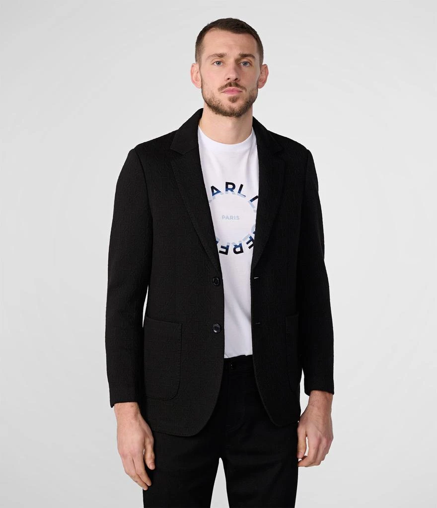 Karl Lagerfeld Paris MONOGRAM TEXTURED TWO-BUTTON BLAZER 1