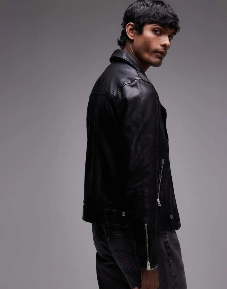 ALL SAINTS AllSaints Milo leather biker jacket in black 4
