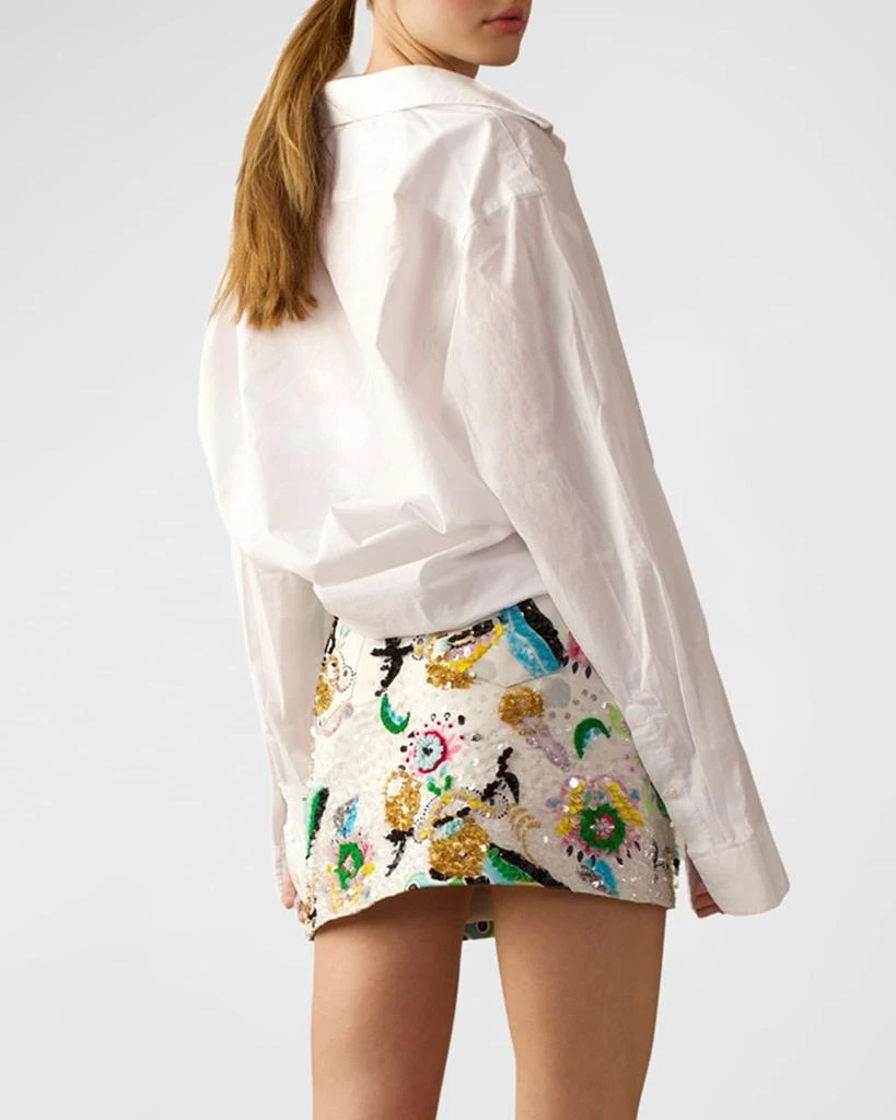 Cynthia Rowley Embroidered Sequin Satin Mini Skirt 2