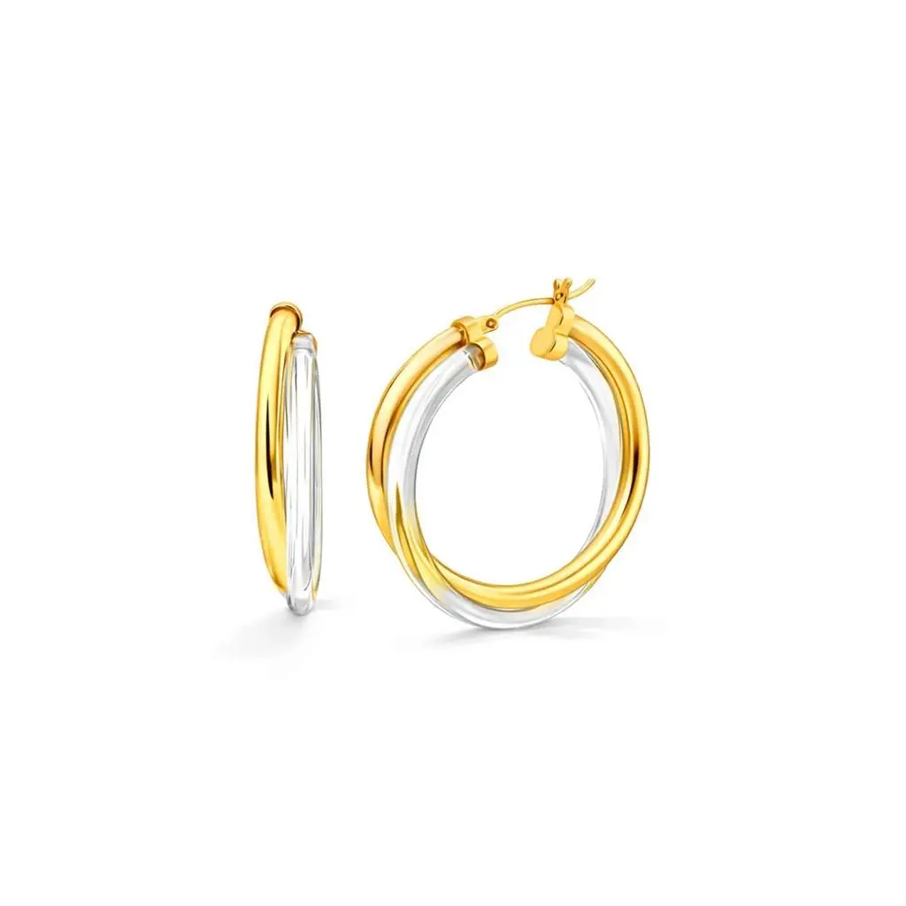Gold & Honey Gold & Honey - Women's Crossover Lucite Hoop Earrings