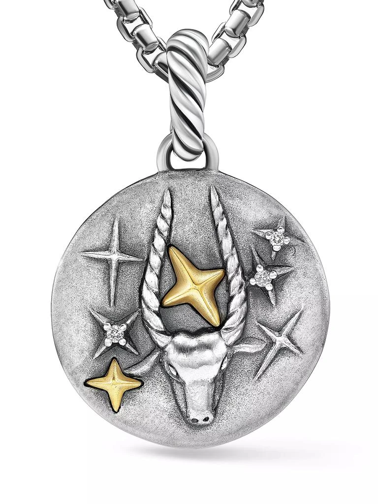 David Yurman Capricorn Amulet in Sterling Silver with 18K Yellow Gold and Diamonds, 19MM 3