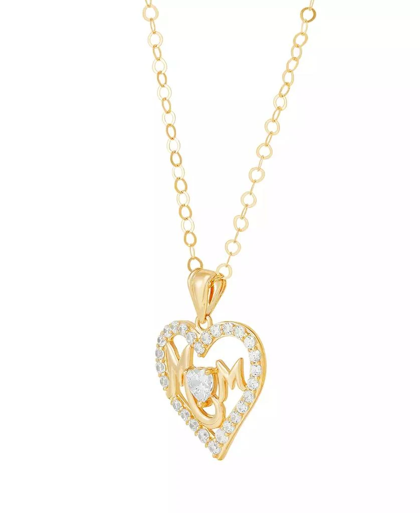 Macy's White Cubic Zirconia MOM Heart Pendant Necklace (1 ct. t.w.) in 10K Yellow Gold 3