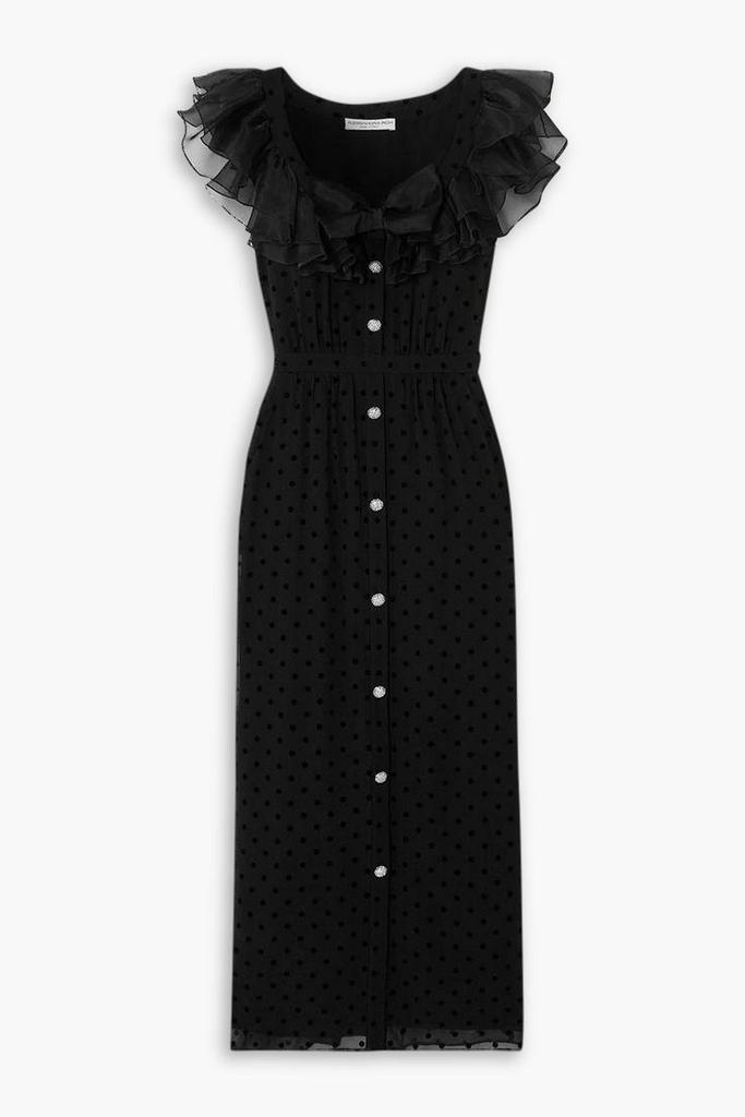 Alessandra Rich Ruffled polka-dot flocked silk-georgette midi dress