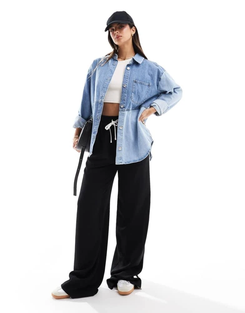 ONLY ONLY overiszed reworked denim shirt in light blue 2