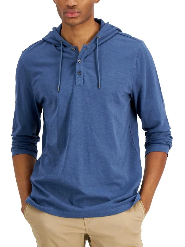 Michael Kors Mens Hooded Drawstring Henley Shirt 1