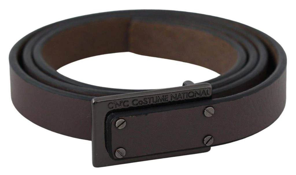 Costume National Costume National Brown Leather Tactical Logo Screw Buckle Belt 3