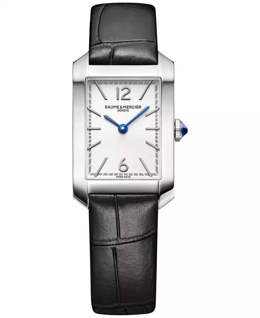 Baume & Mercier Women's Swiss Hampton Black Leather Strap Watch 35x22mm 1