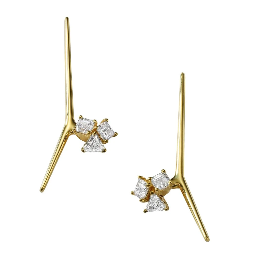 Ame Âme Trio 18K Yellow Gold, Lab-Grown Diamond 1.50ct. tw. Medium Bar Earrings 3