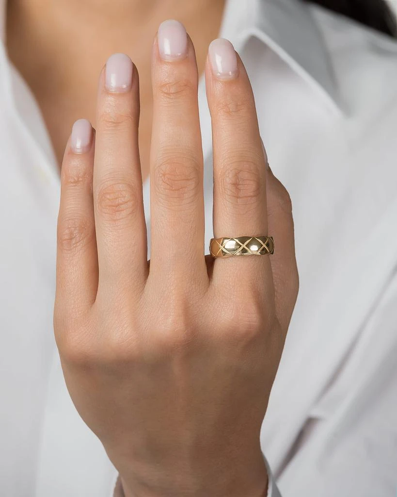 Zoe Lev 14K Gold Cross Hatch Band Ring, Size 7 2