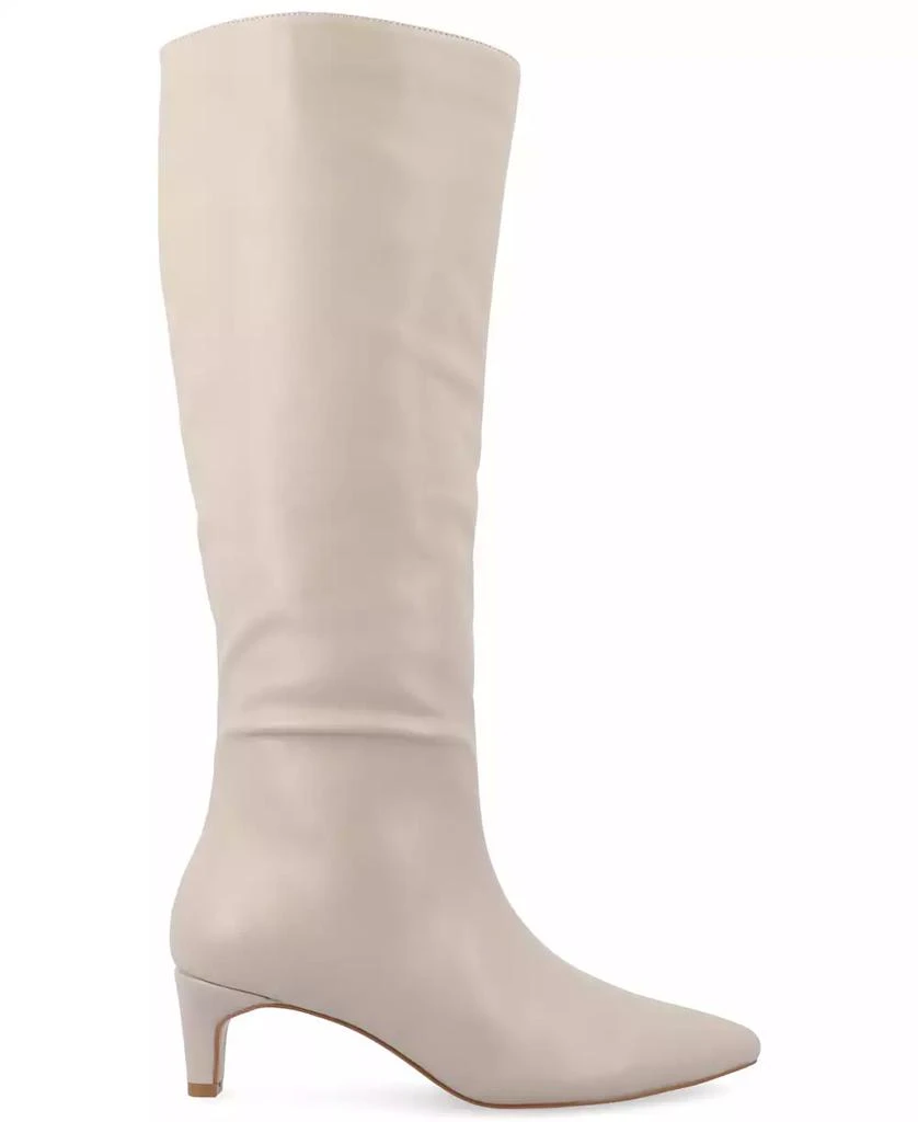 Journee Collection Women's Tullip Wide Width Wide Calf Kitten Heel Pointed Toe Knee High Dress Boots 2