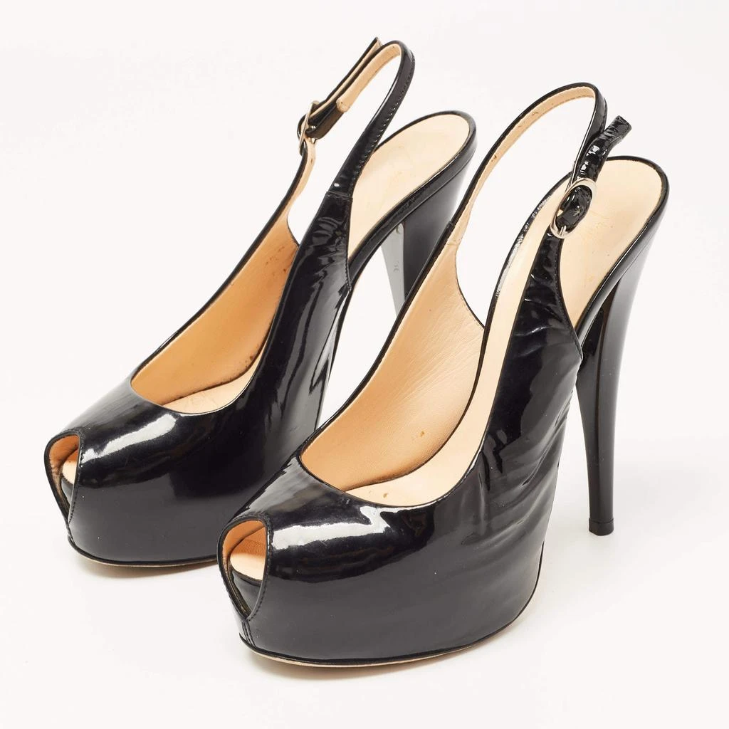 Giuseppe Zanotti Giuseppe Zanotti Black Patent Leather Peep Toe Platform Slingback Pumps Size 36 2