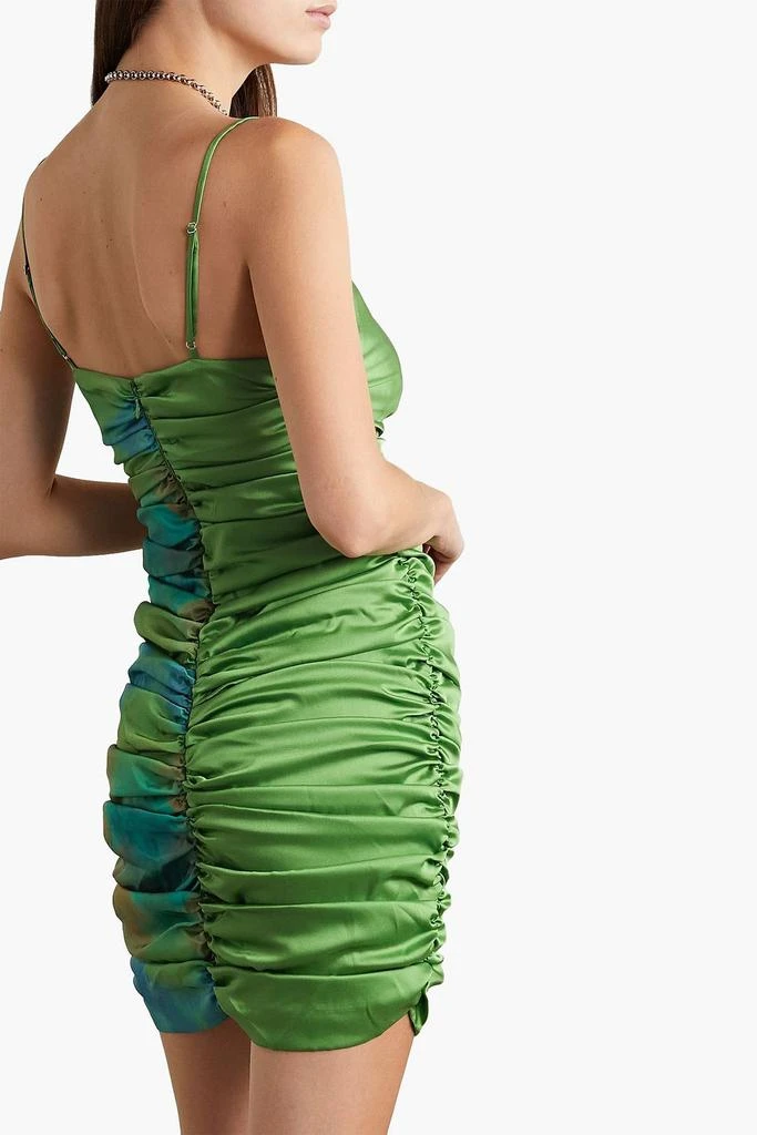 AHLUWALIA Jade ruched printed satin-twill mini dress 3