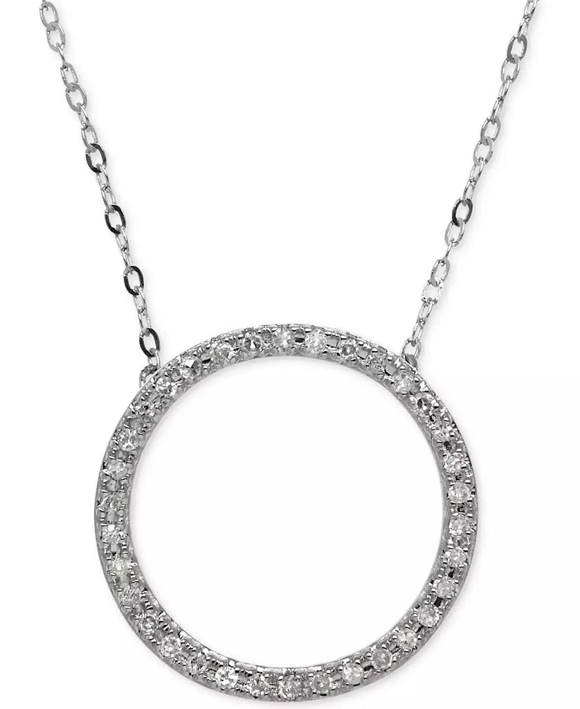 Macy's Diamond Circle Pendant Necklace (1/10 ct. t.w.) in 10k White Gold 1