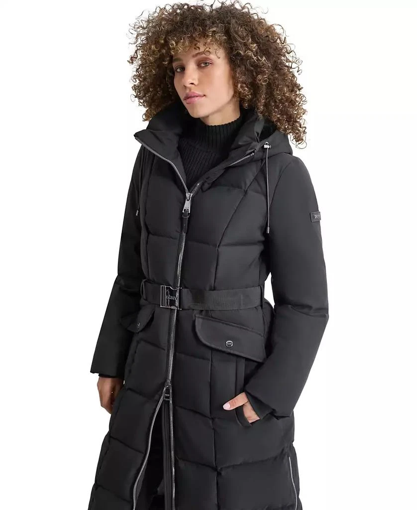 DKNY Womens Maxi Belted Hooded Puffer Coat 7