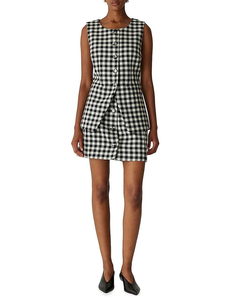 Rebecca Taylor Philippa Check Wool-Blend Button-Front Vest 2