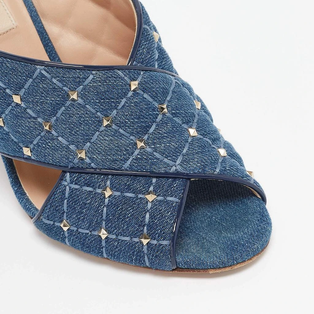 Valentino Valentino Blue Denim Rockstud Block Heel Mules Size 37 7