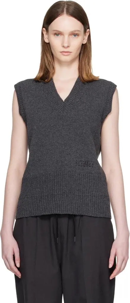 MM6 Gray Merino Wool Knitted Vest